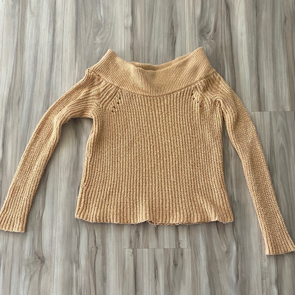 BP XXS off the should tan sweater